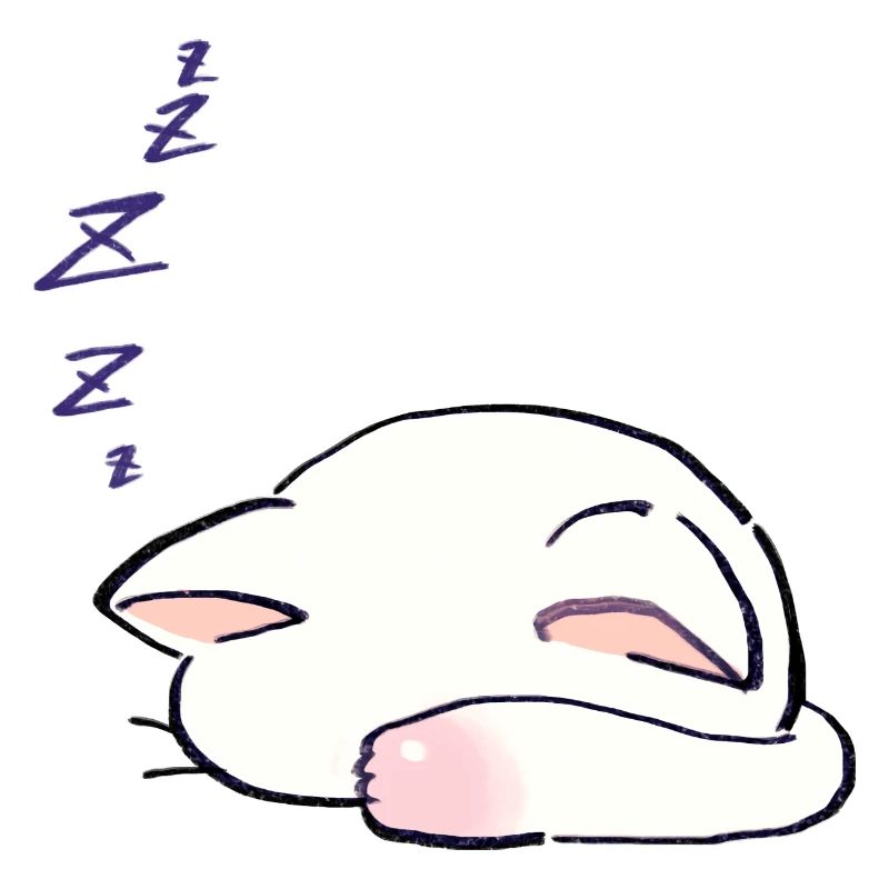 I Draw Lucky Star White Cat Sleeping With Its