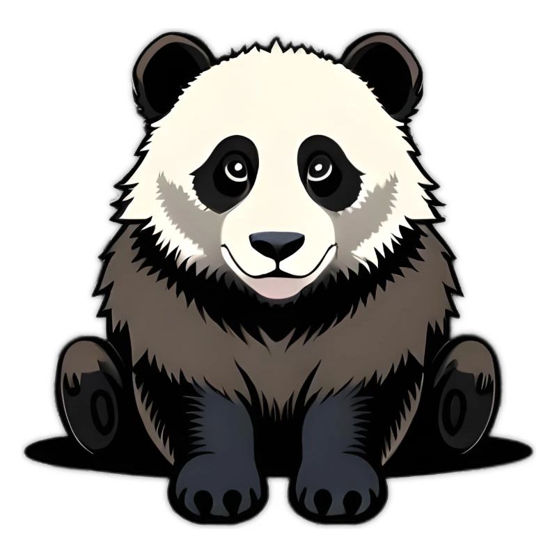 Panda mignon assis