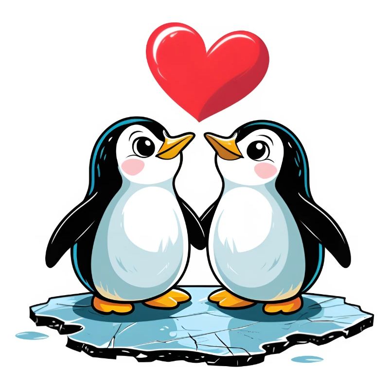 Comic Style Verliebtes Pinguin Paar