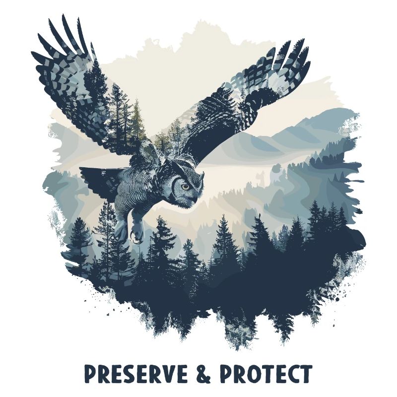 Preserve & Protect Eule Eulen Vogel Wald Natur