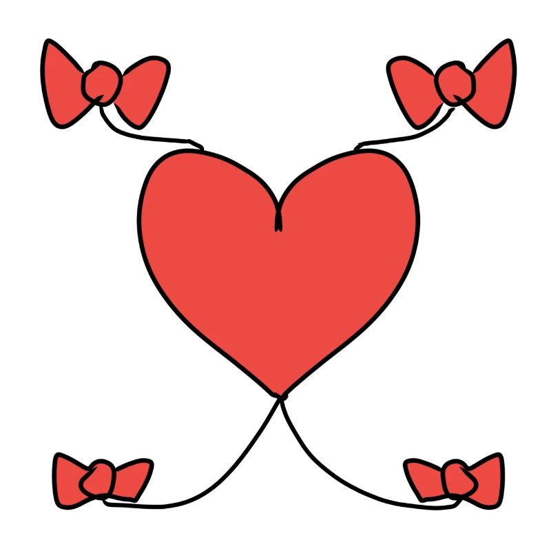Heart Bow Pattern Shapes Red