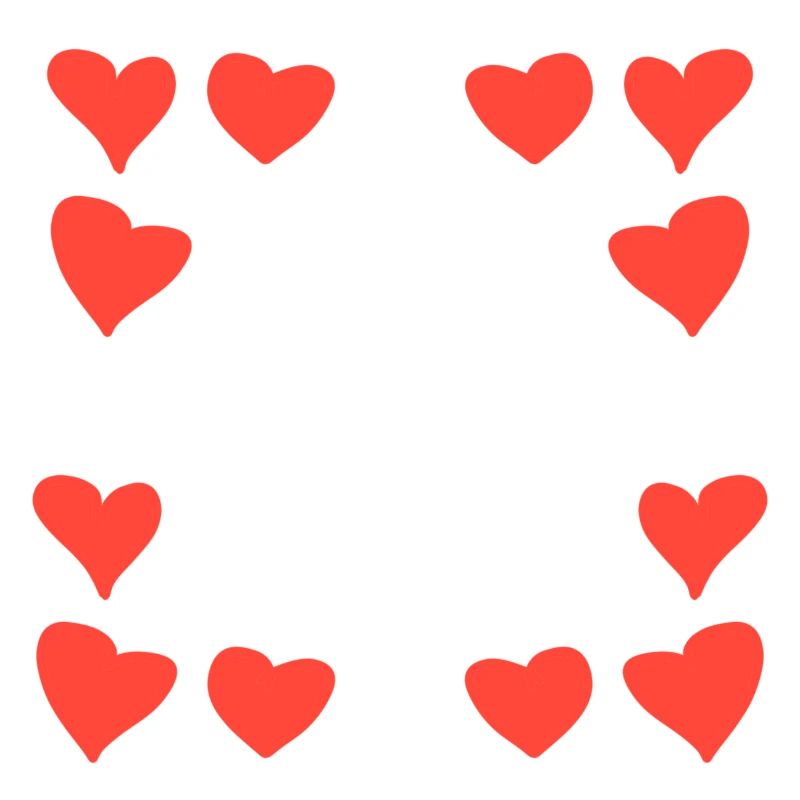 Hearts Pattern Frame Square Heart Red