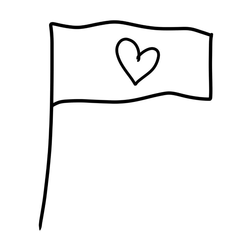 Drapeau Symbole Forme Coeur Amour