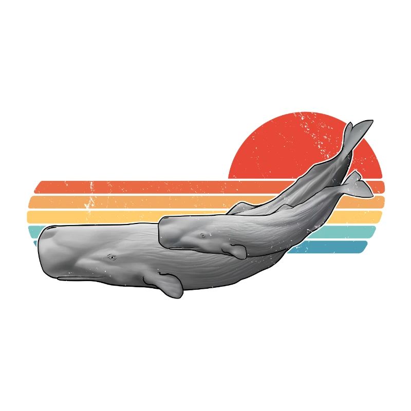 Sperm Whale Retro Sunset