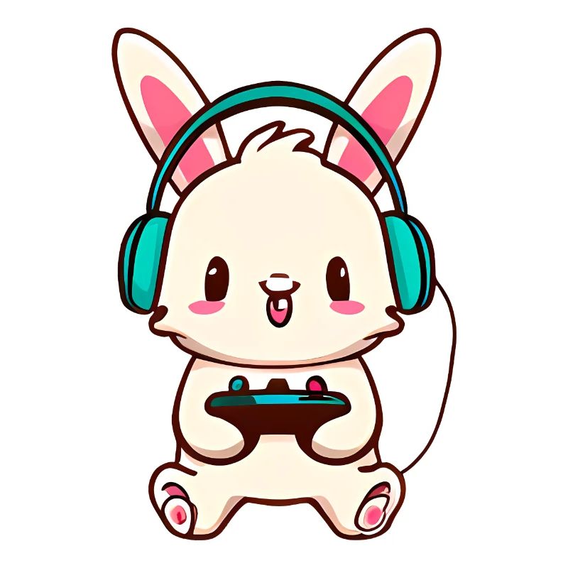 00245 Hase mit Kopfhörer und Controller