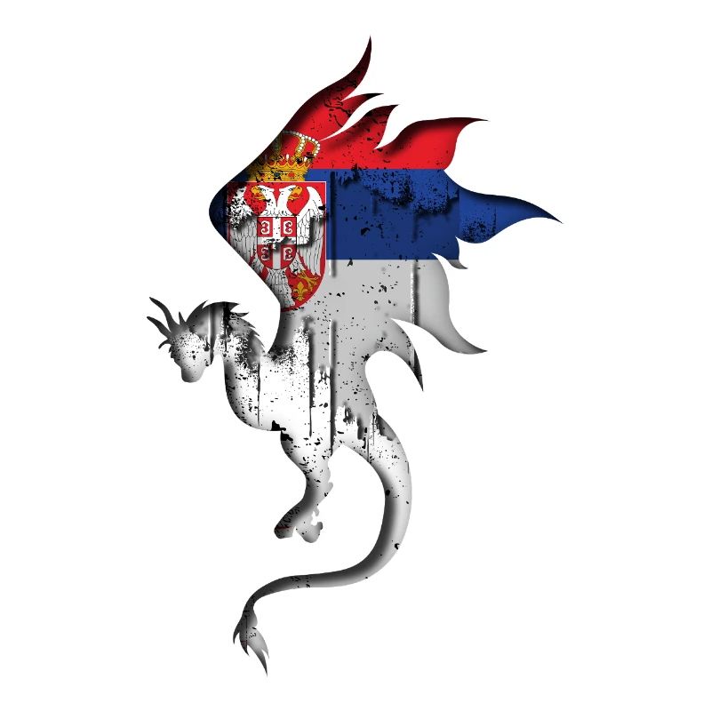 Drapeau de la Serbie - Serbe - Silhouette de dragon