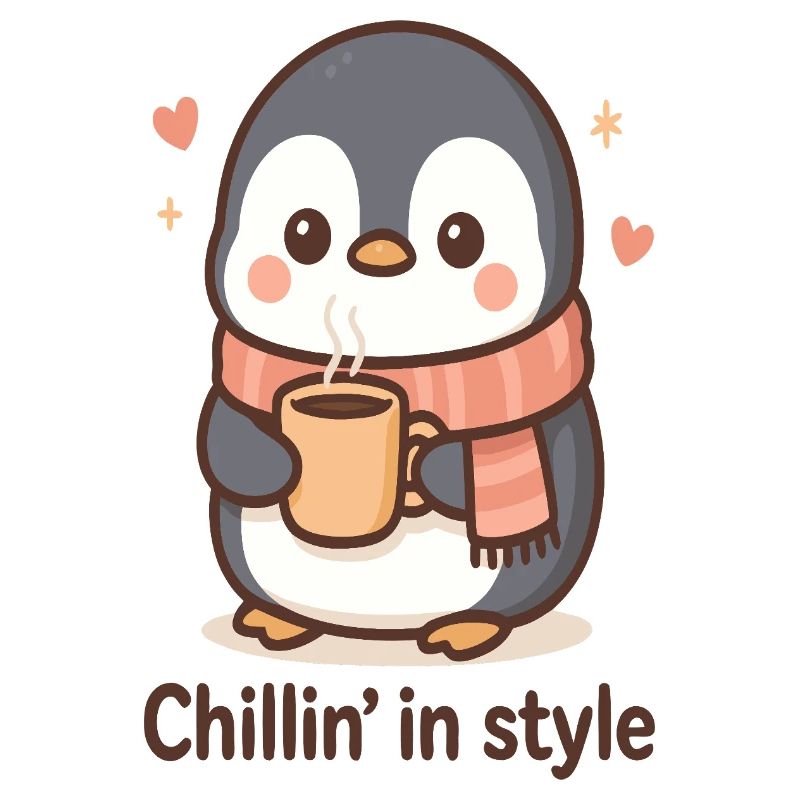 Cute penguin with coffee