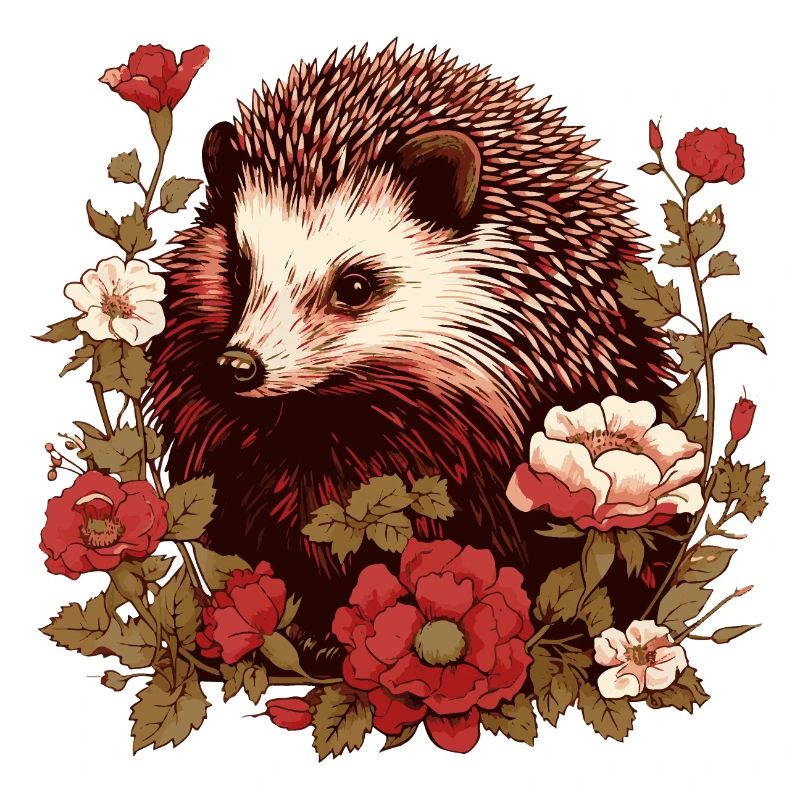 Hérisson dans la mer de fleurs