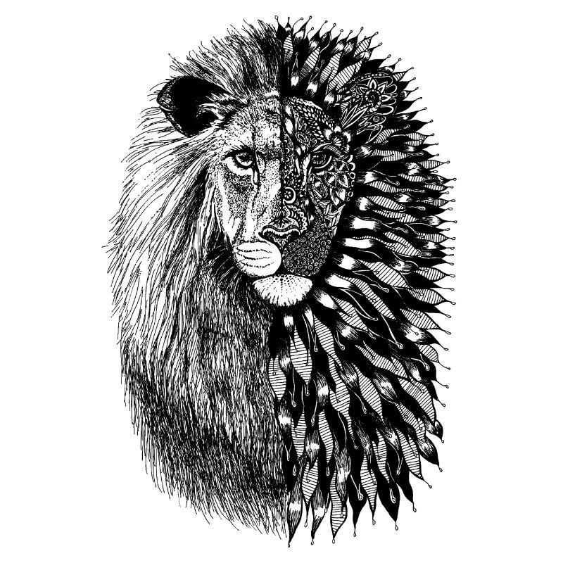 Two faced lion - black