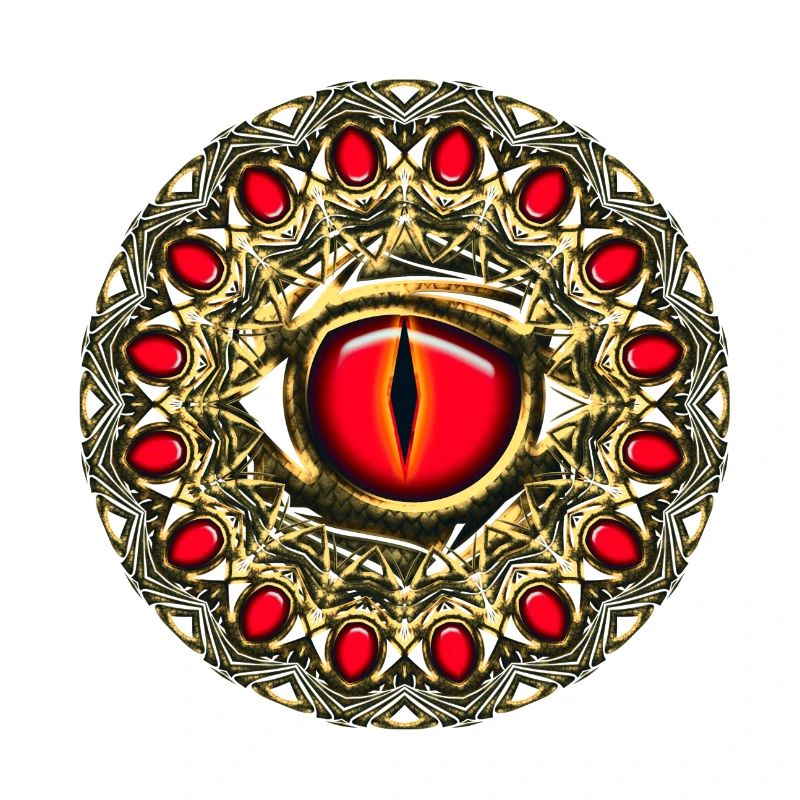 Oeil dragon Symbole magique 4 éléments puissance