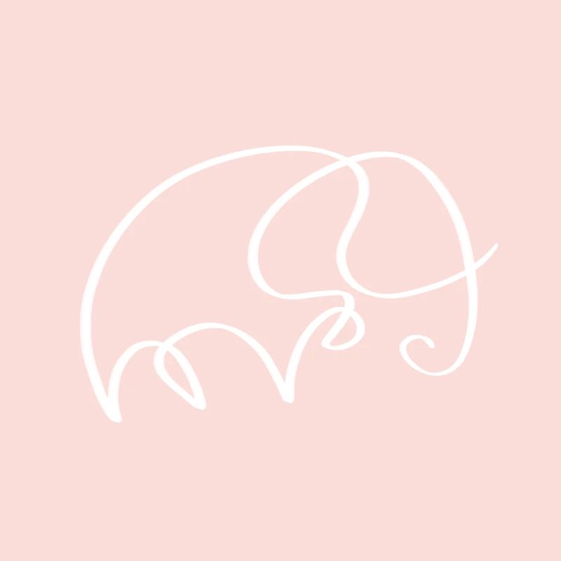 One line elephant white