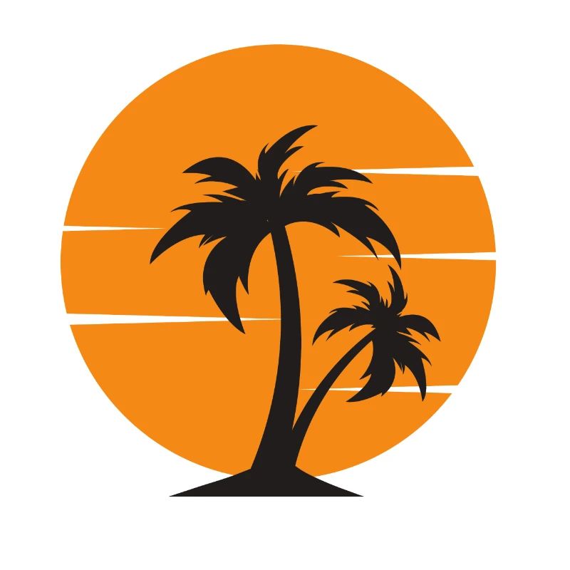 sunset with palm tree