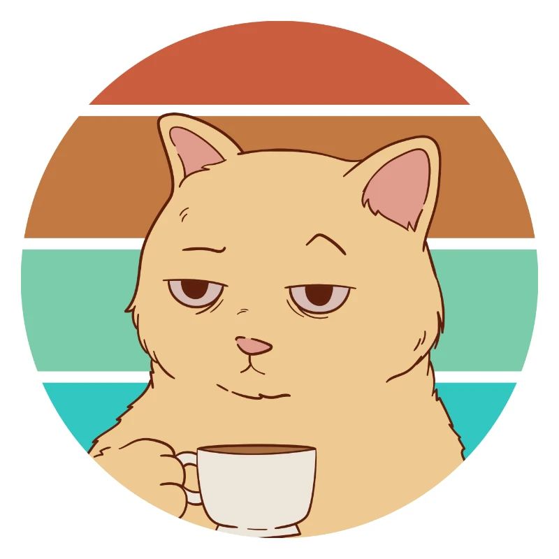 Cat with a coffee | Working day tired