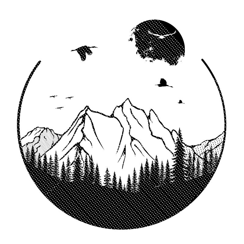 Geometric shape tree mountains