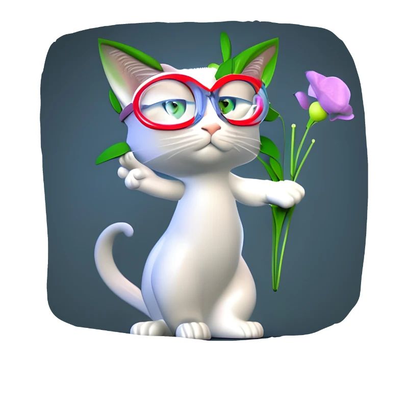Chat offrant des fleurs - merci