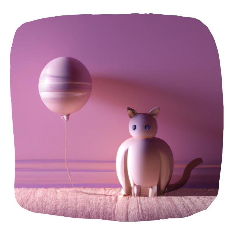 Chat rose avec un ballon
