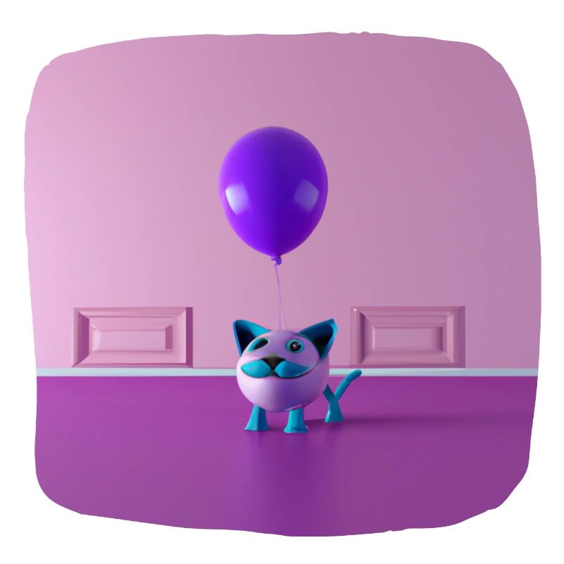 Eine Katze mit Schnurrbart, die einen Ballon hält
