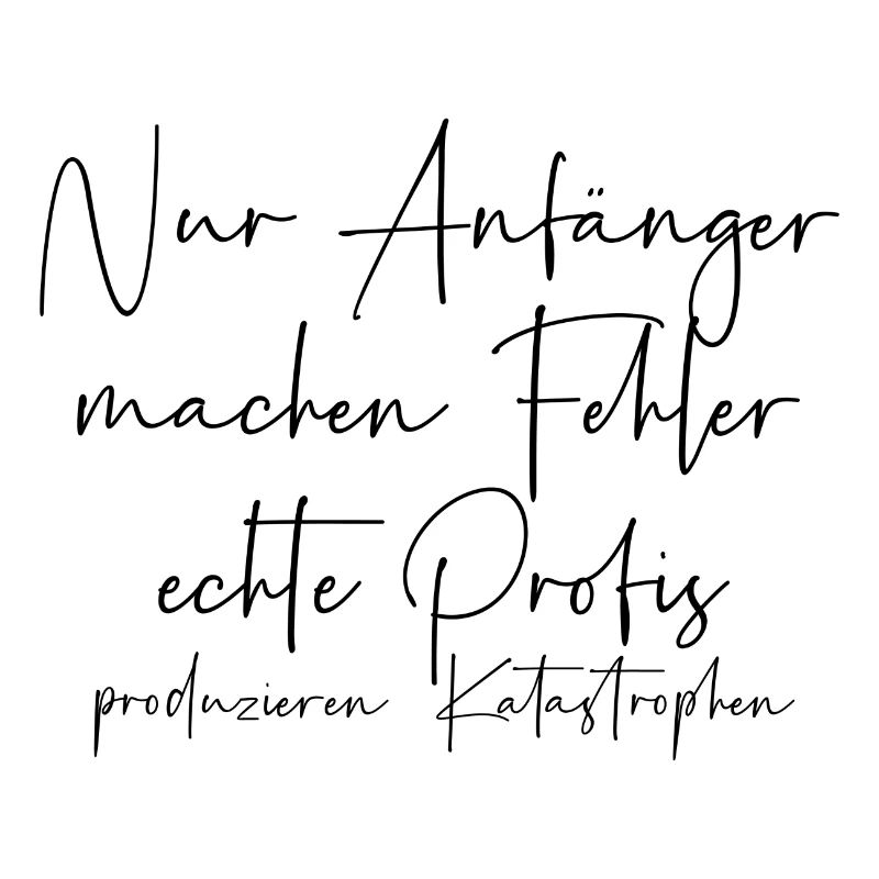 Nur Anfänger machen Fehler Profis Katastrophen