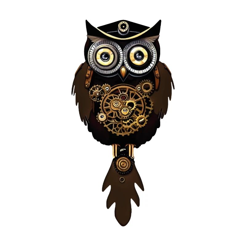Chouette Steampunk avec horloge machine