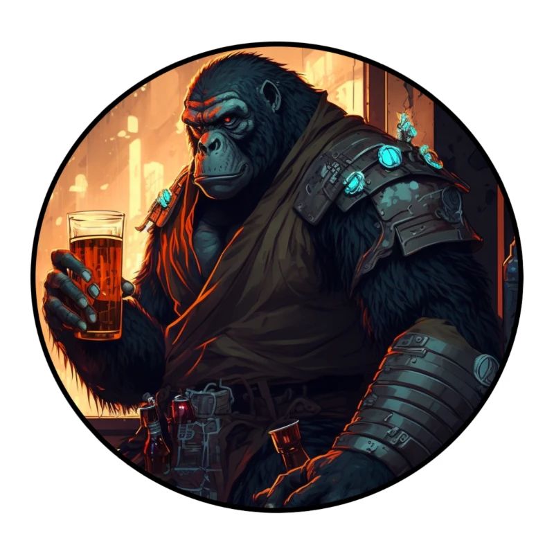 Cyborg Gorilla mit Bier
