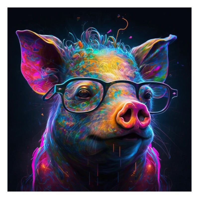 Farbiges Schwein mit Brille, einzigartiges Design