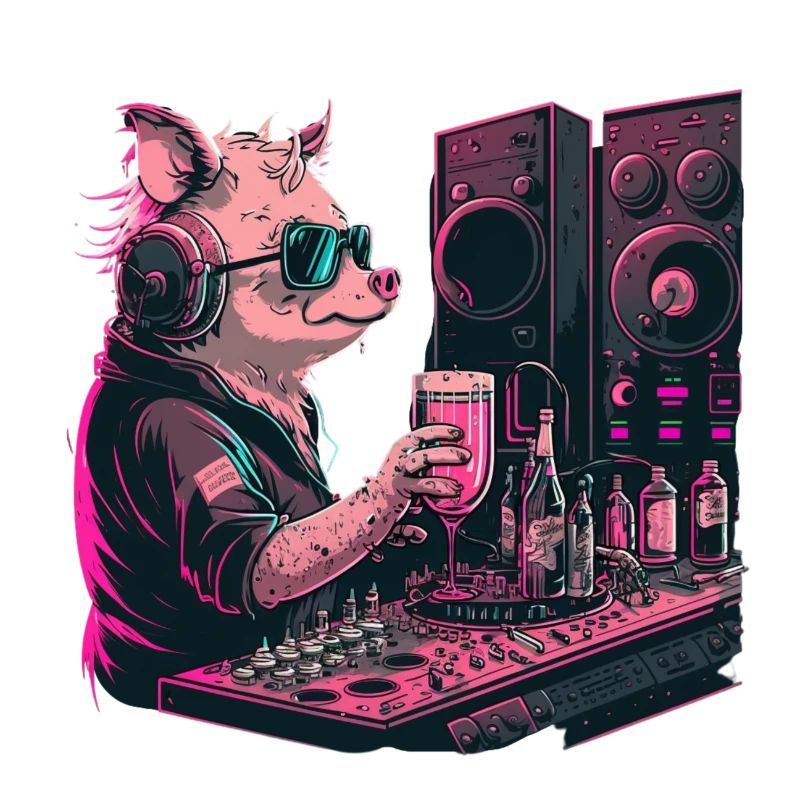 Cooles Dj Schwein mit Bier
