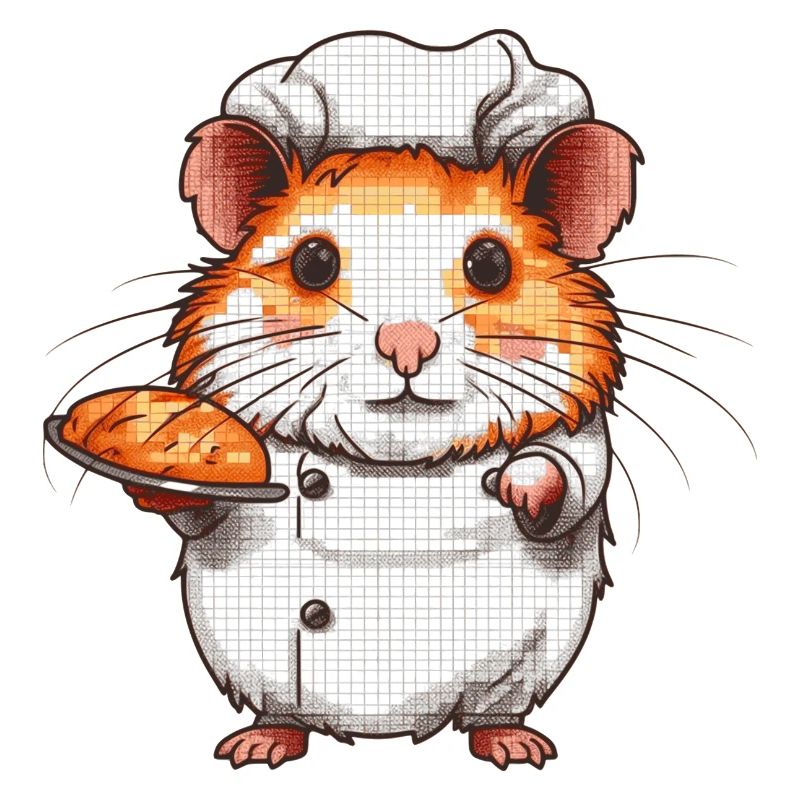 Hamster als Bäcker hat ein Brot gebacken