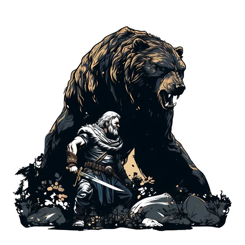 Wikinger mit riesigem Bär
