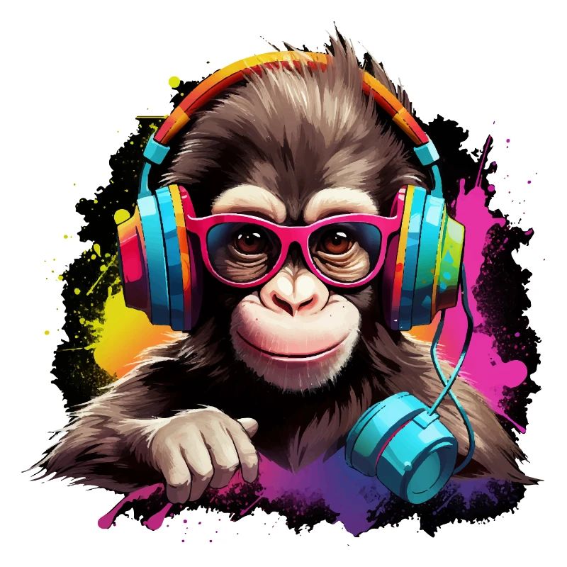 Baby Affe mit Headset Monkey Witzig