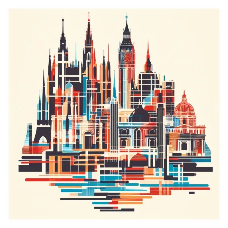 Bunte Stadtsilhouette