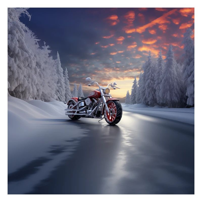 Winterliche Autobahn-Motorradfahrt