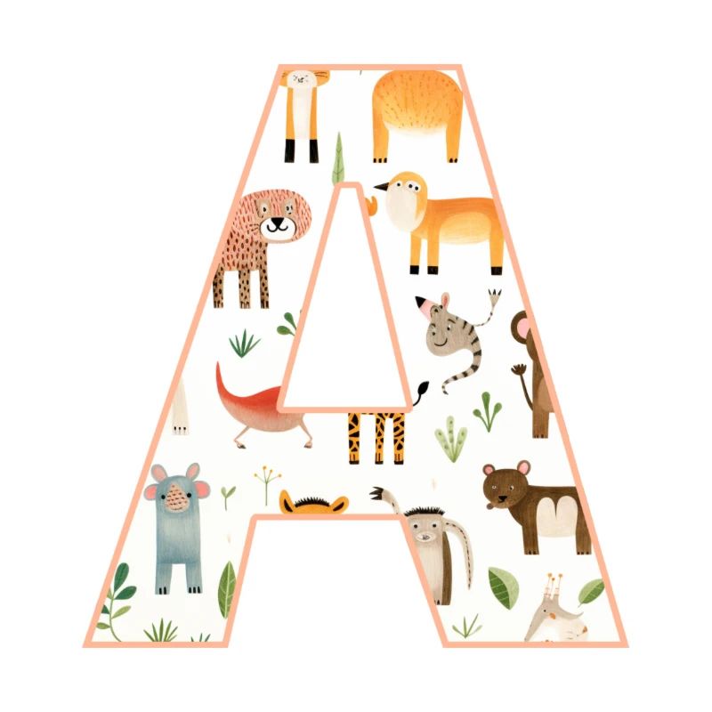 Buchstabe A, Monogramm, Tiermuster