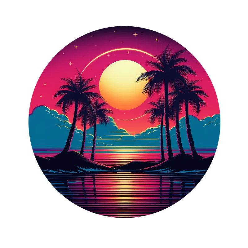 Vintage coucher de soleil graphique des années 70 Retrowave Synthwave