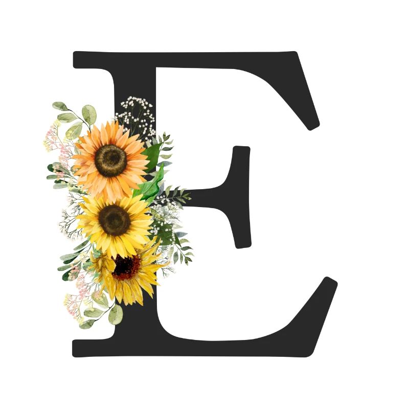 E Monogramm Sonnenblumen