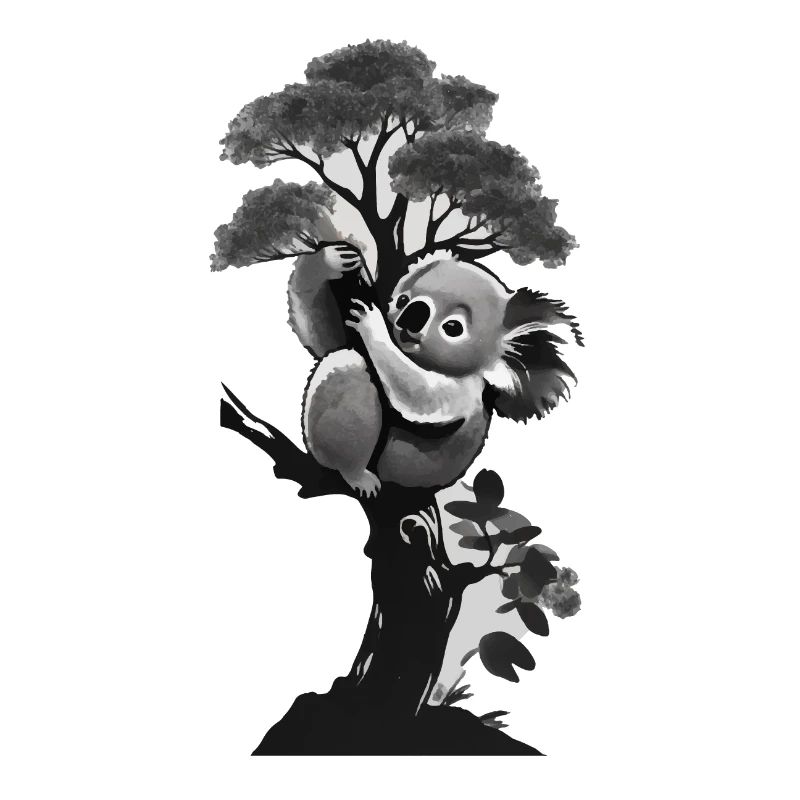 Silhouette eines Koalas, der sich an einen Baum