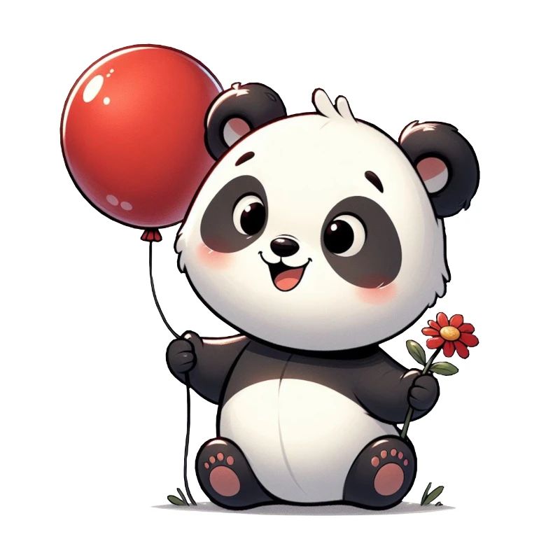 Cute panda with balloon