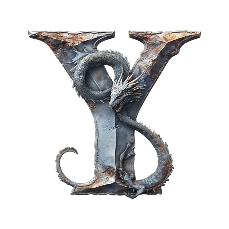Buchstabe "Y" im Drachendesign.