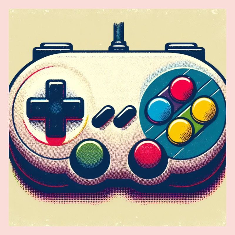 Manette de jeu rétro en Risograph