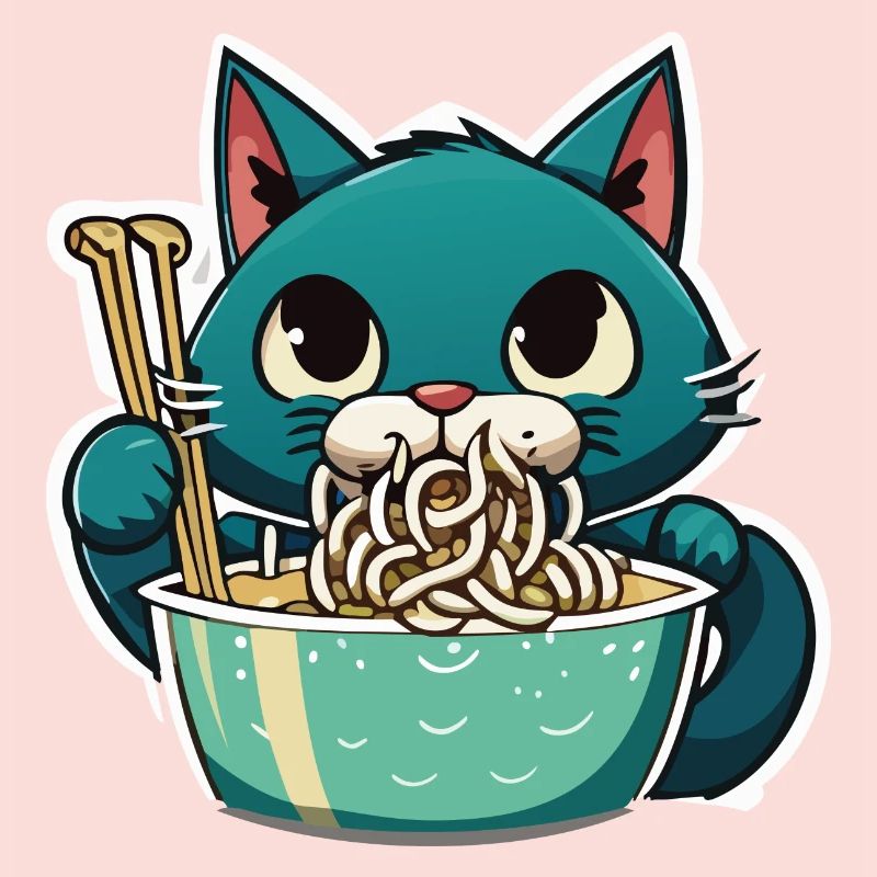 Cat Eats Instant Noldes