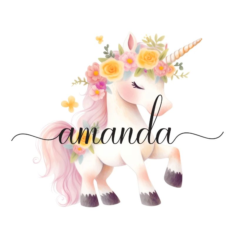 Amanda! Unicorn flower design, customizable