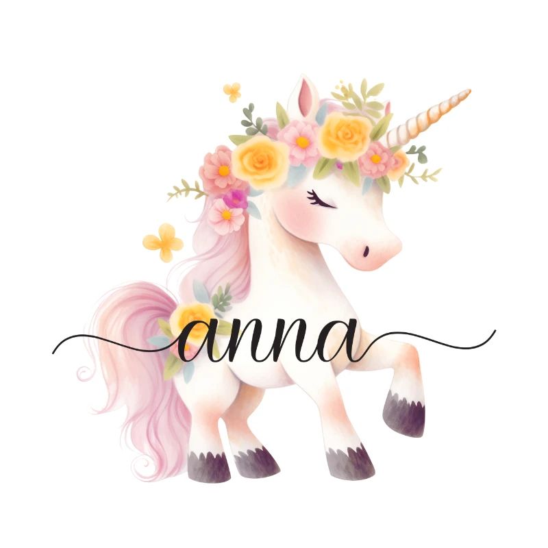 Anna! Einhorn-Blumen Design, personalisierbar