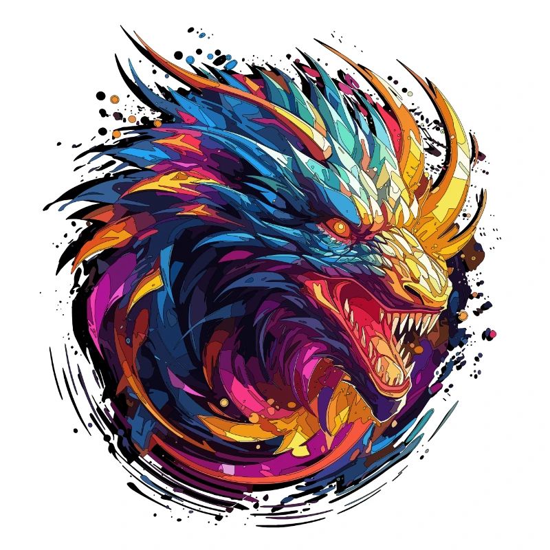 Abstrakter Drache - Geometrisches Drachendesign