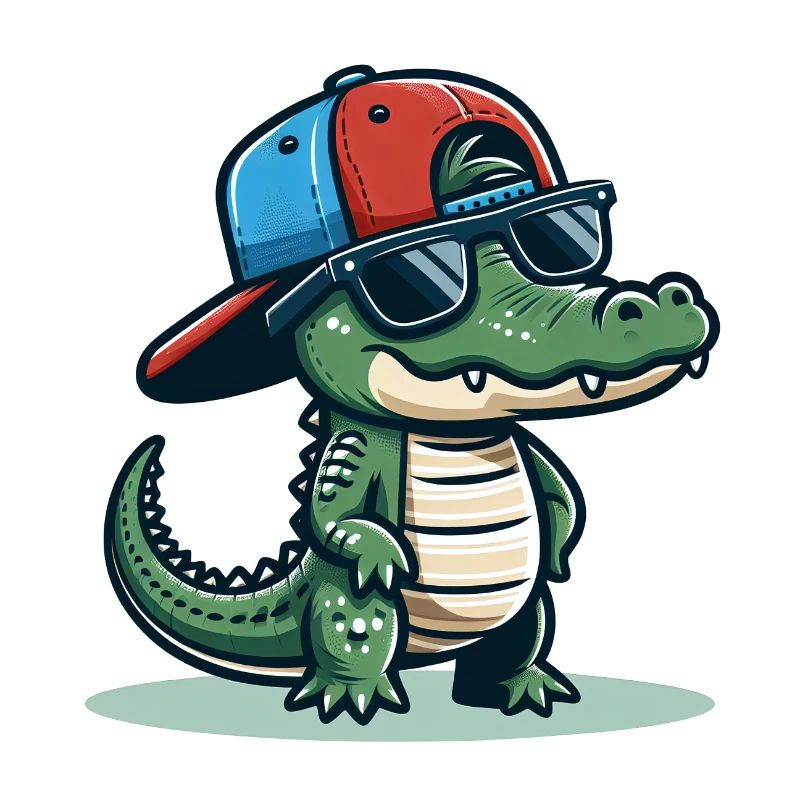 Crocodile with Basecap and Sunglasses - Krokodil