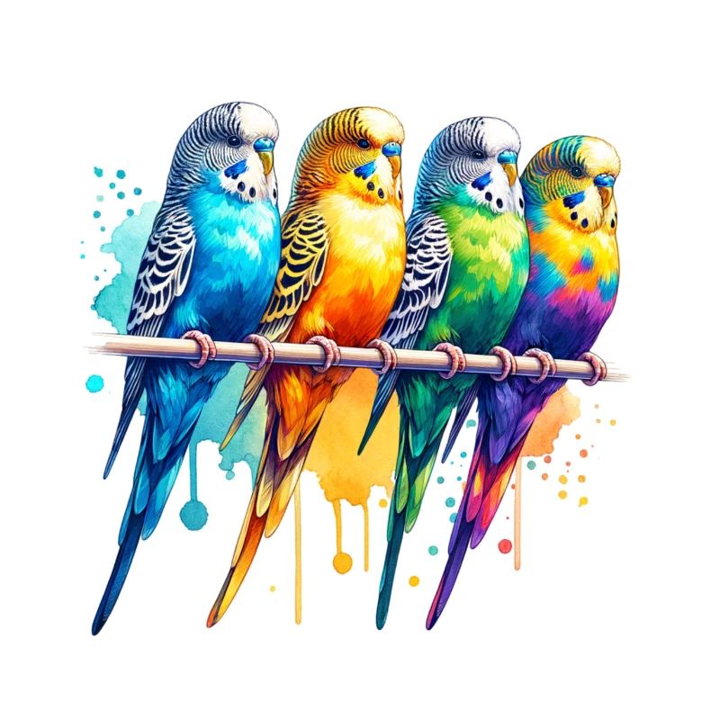 Perruches mignonnes colorées