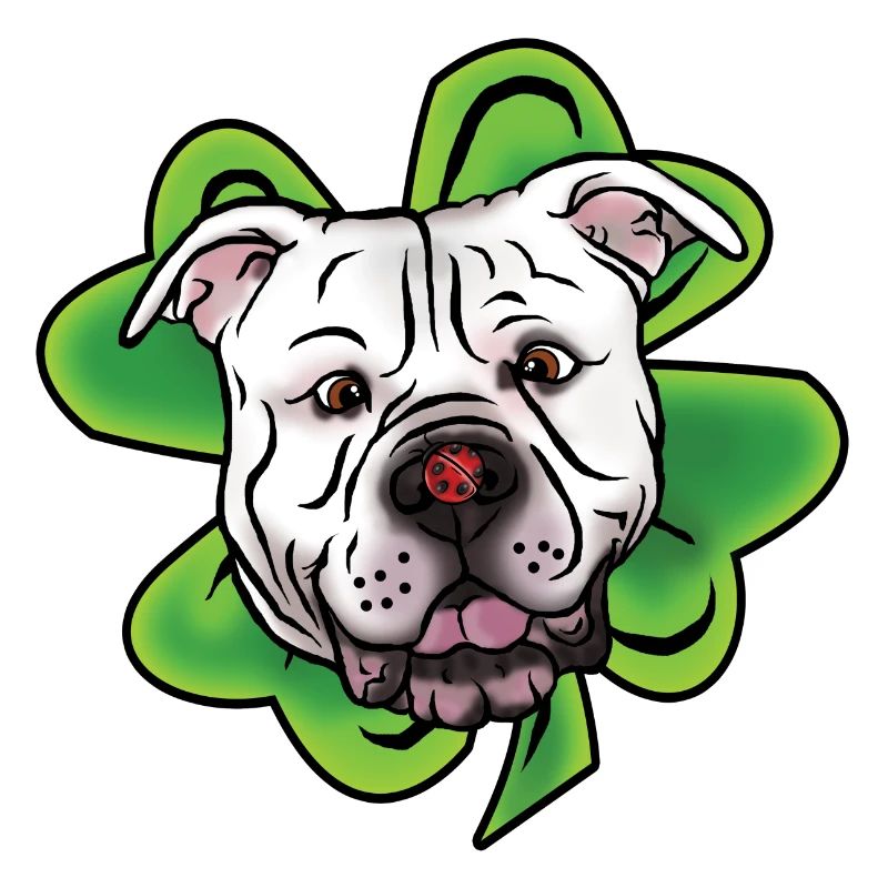 Comic Lucky Bulldog with Ladybug