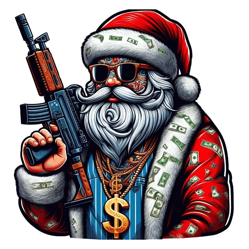 Weihnachtsmann mit AK 47