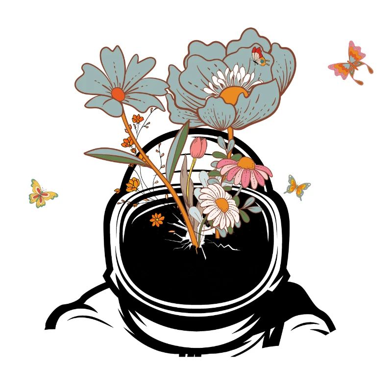 Astronaute avec des fleurs rétro - idée cadeau