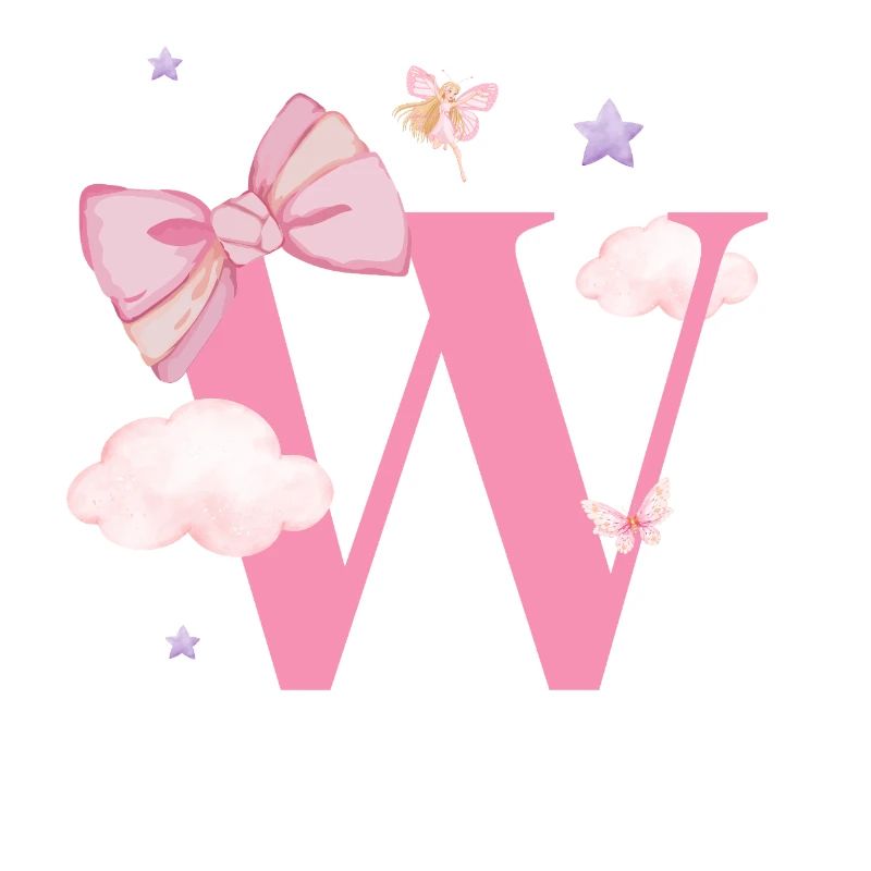 Buchstabe mit rosa Wolken