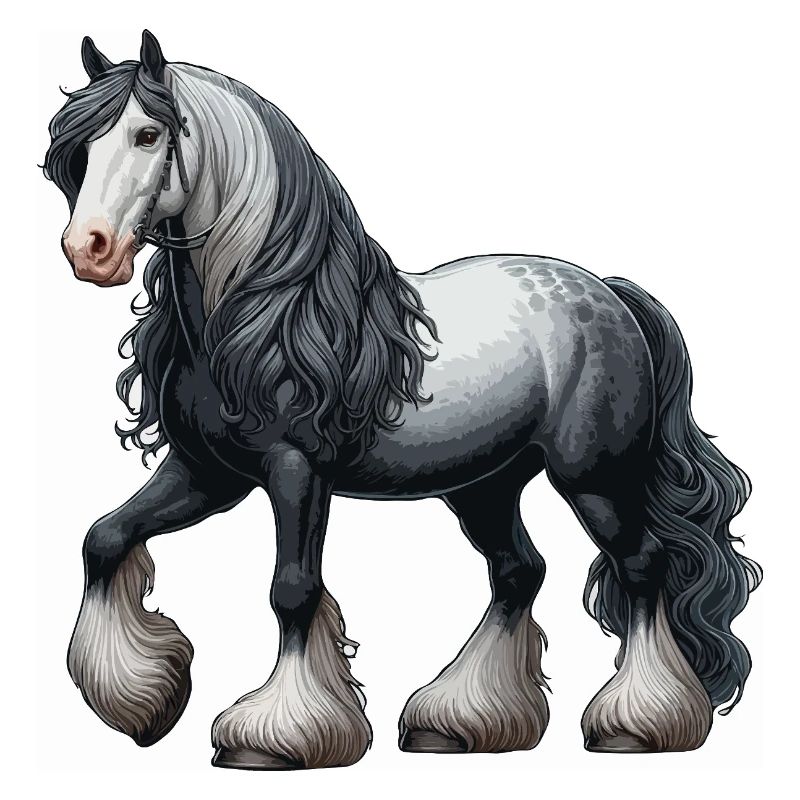 Cheval Pêcheur gris blanc