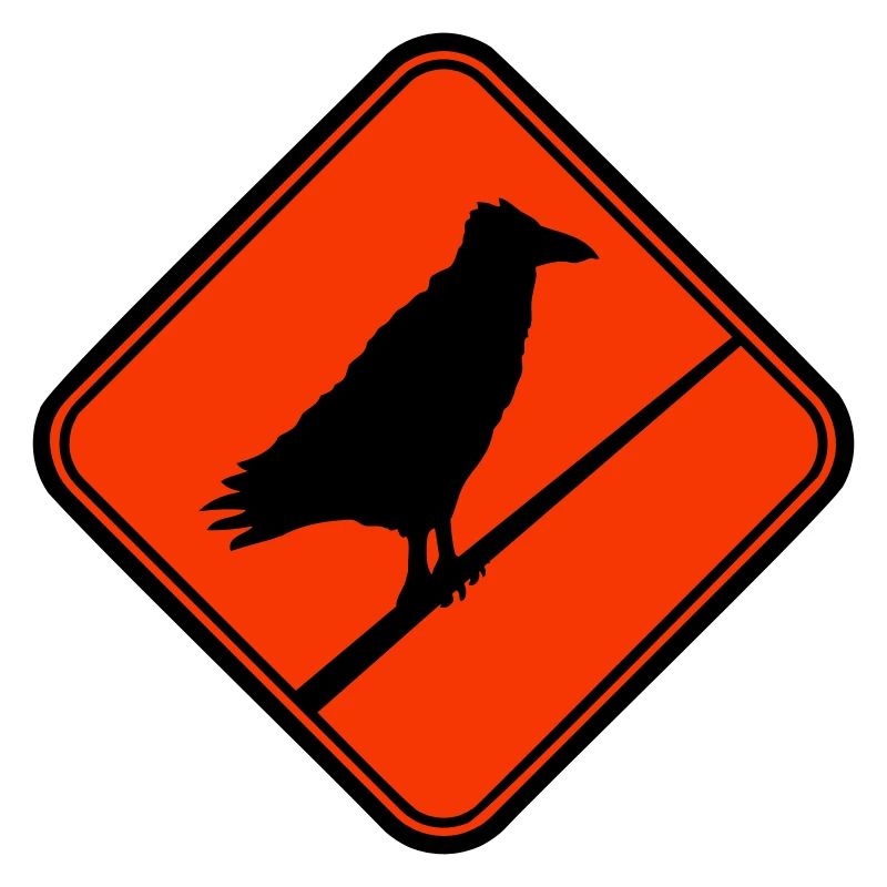 Corbeau assis Attention câble signe Note